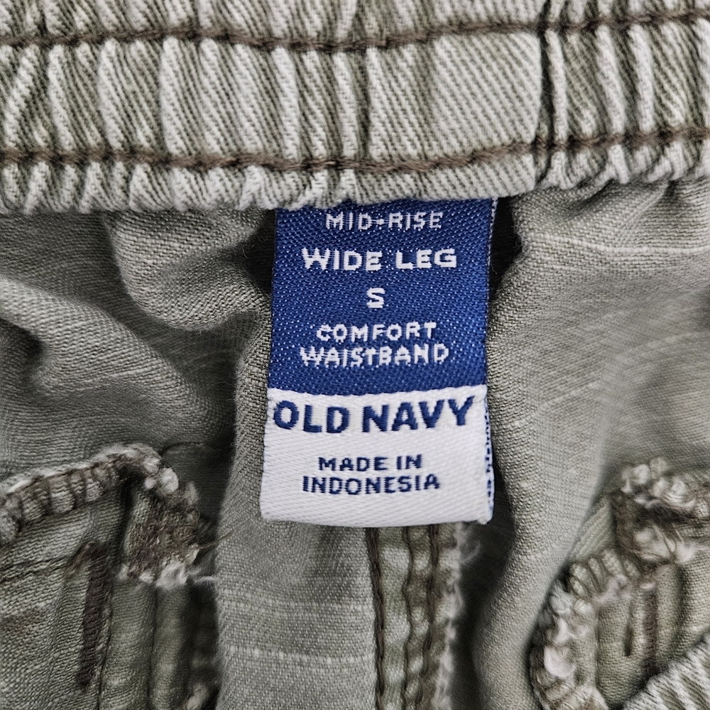 Old Navy Wide Leg Comfort Waistband Drawstring Cargo Pants Green, Small EUC - Picture 7 of 8